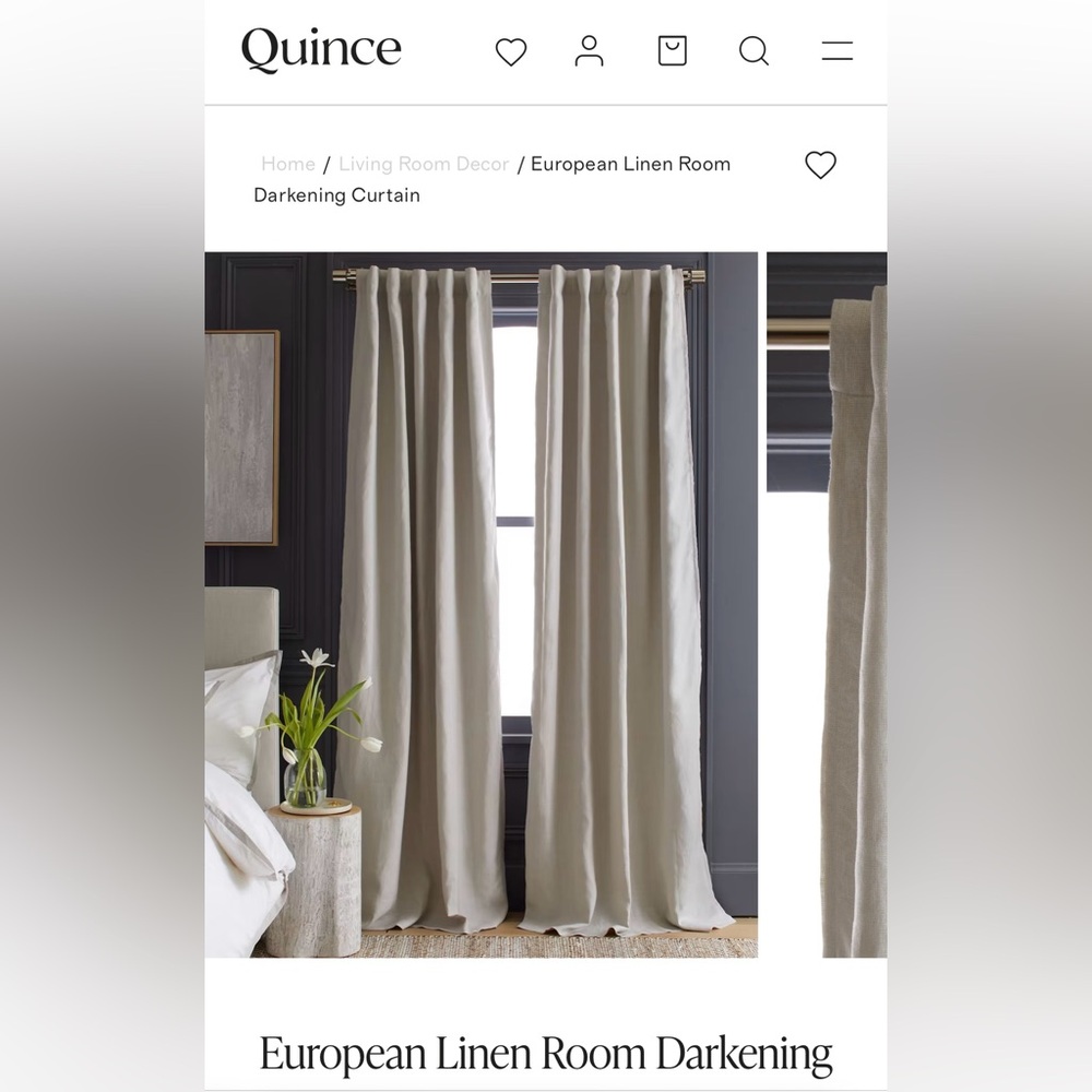 Quince Cream European Linen Room Darkening Curtains (2 panels)